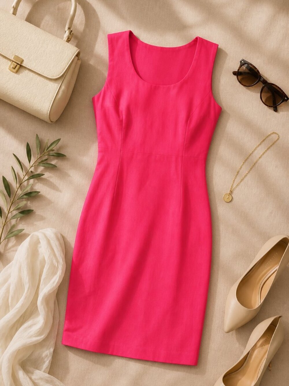 Chadwicks Classics Pink Linen Blend Sheath Dress Size 18